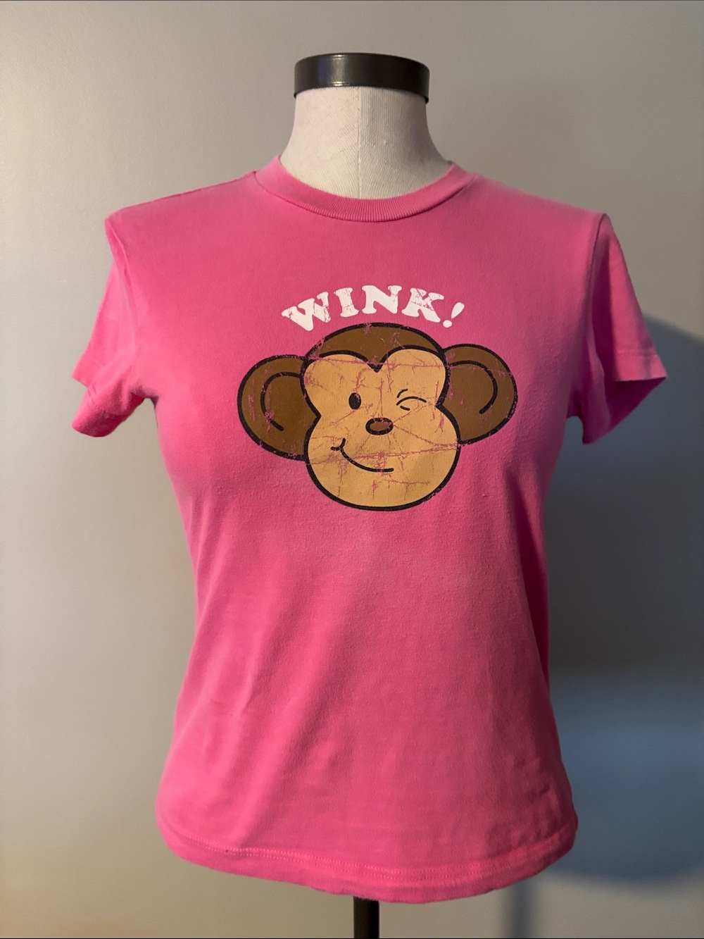 Aeropostale Pink Graphic 'Wink' Monkey Tee